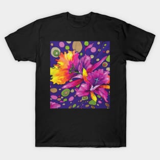 Whimsical Colorful Floral Print T-Shirt